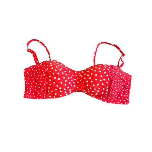 JANTZEN Bikini Top Size 14 Red & White Polka Dot Straps or Strapless Ruching - Picture 5 of 10